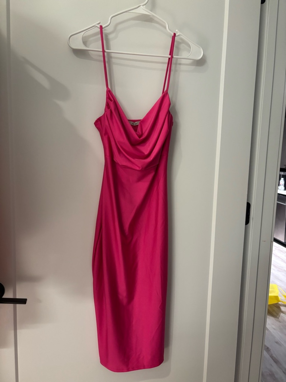 Papaya Hot Pink Cowl Neck Midi Slip Dress